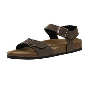 CUSHIONAIRE Lauri Cork Footbed Sandals for Women with Back Strap – Walking Style with Adjustable Buckle Ankle Strap Footbed Slides - 1 of 4