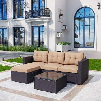 Captiva Designs 3pc Wicker Rattan Outdoor Furniture Set