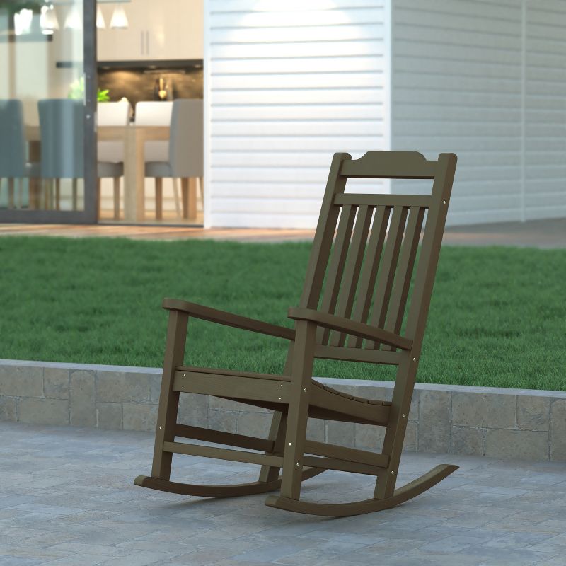Emma and Oliver All-Weather Rocking Chair in Faux Wood - Patio and Backyard Furniture, 3 of 14
