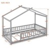 CAVINAS Twin Size Bed Frame, Wood Bed House Bed Frame with Fence, House-Shaped Floor Bed for Kids, Teens, Girls, Boys, Floor Platform Bed - 3 of 4
