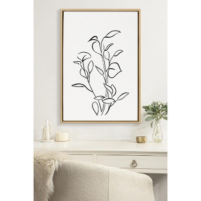 Natural Framed Botanical Sketch Canvas Wall Art, 23x33