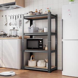 Hrinhom 45.7"H 4-Layer Metal Frame Storage Rack,Adjustable Height Wooden Shelf - 1 of 4