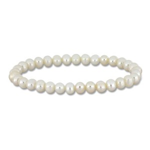 EVERLY JEWELRY |5-5.5mm Freshwater Pearl Elastic Bracelet - Multiple Pearl Color Options. - 1 of 4