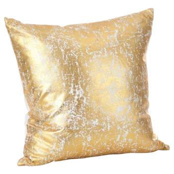 18"x18" Donnelou Metallic Foil Print Throw Pillow Gold - Saro Lifestyle