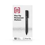 TRU RED Pen Permanent Markers Fine Tip Blk Dozen TR54533