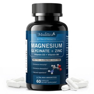 Magnesium Glycinate 500mg with Zinc, Vitamin D3+ Vitamin B6, Enhance Immunity - 1 of 4