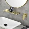 Cobbe Brushed Gold Wall-Mounted 2-Hole Bathroom Sink Faucet Single Handle with Waterfall Spout Vanity Fauce - 2 of 4