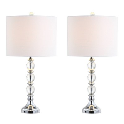 26" (Set of 2) Paul Crystal/Metal Table Lamp (Includes LED Light Bulb) Chrome- JONATHAN Y