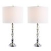 JONATHAN Y 26" Set of 2 Paul Crystal/Metal Table Lamp (Includes LED Light Bulb) Chrome: Modern Linen Shade, UL Listed - 2 of 4