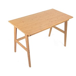 Itopfox Modern Bamboo Computer Desk with 2 Drawers, Home Office Study Table, Simple Makeup Workstation for Gaming, Dressing, and Working - 1 of 4