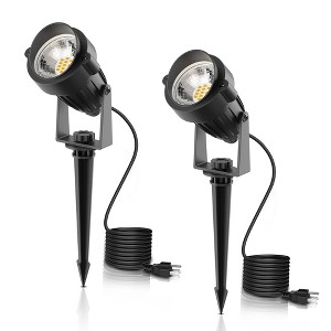 IP66 Waterproof 3000K Plug-in Outdoor Landscape Spot Lights, 5W Dusk to Dawn Integrated LED Spotlights for Yard (2-Pack) - 1 of 4