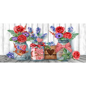Briarwood Lane Valentine's Love Filled Mason Jars Mini Mat 22x10 Indoor Outdoor For Valentine's Doormat - 1 of 3