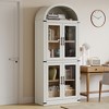 Arched Bookshelf with Doors Farmhouse Bookcase Display Storage Shelves 71.4in Tall Wooden Display Cabinet Rounded Bookcases - 4 of 4