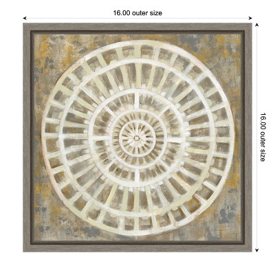 Neutral Abstract Medallion Canvas Wall Art in Frame