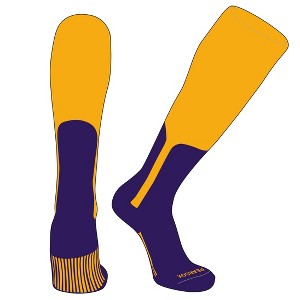 PEAR SOX OTC Baseball Softball Stirrup Socks (S, 9in) Gold, Purple - 1 of 3
