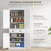 Okak Floor Sideboard Cabinet 48.5" Kitchen Pantry Farmhousewith 2 Adjustable Shelves and 4 Beadboard Doors - 4 of 4