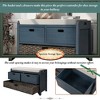 Lyngins Rustic Storage Bench with 2 Drawers & Removable Basket, Entryway Bench with Removable Cushion, Ottoman with Storage, Acacia Wood Foot Stool - 3 of 4
