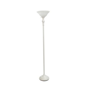 1-Light Torchiere Floor Lamp with Marbleized Glass Shade - Elegant Designs - 1 of 4