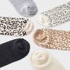 Women's Leopard & Solid Ribbed 6pk Ankle Socks - A New Day™ Black/Gray/Ivory 4-10 - 3 of 3