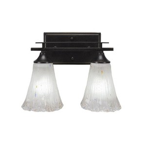Toltec Lighting Uptowne 2 - Light Vanity in  Dark Granite with 5.5" Fluted Frosted Crystal Shade - 1 of 1
