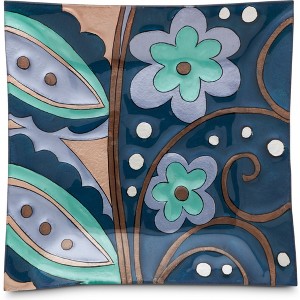 Pavilion Gift Company - Simply Blue - 10" Square Fused Glass Plate - Decorative Trays and Platters - 1 of 3