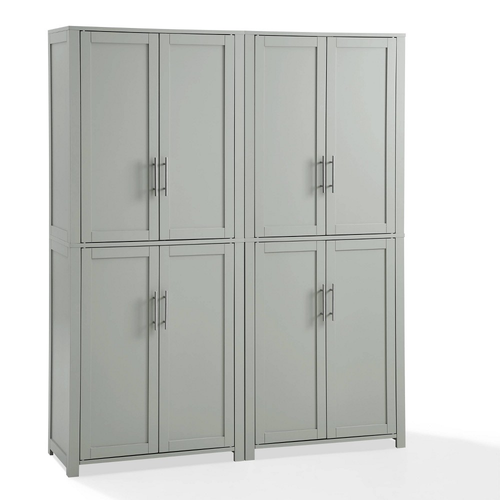 2pc Savannah Pantry Set Gray - Crosley: Storage Organizer, Kitchen Hutch, Adjustable Shelves
