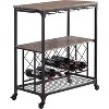 Kings Brand Furniture - Antonia Kitchen Serving Cart Bar Buffet with Wine Rack & Glass Holder - 2 of 4