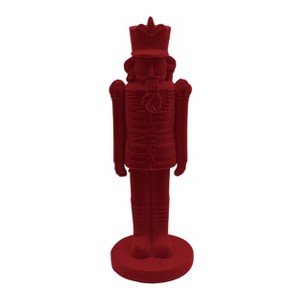 Transpac Large Flocked Red Nutcracker Figurine Decorative Object for Christmas Tabletop Indoor Use Holiday Decor Gift Giving and Hostess Gifts Spot or - 1 of 1