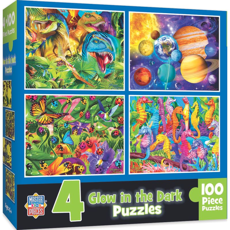 MasterPieces Kids Jigsaw Puzzle Set - Blue Glow 4-Pack 100 Pieces, 1 of 11