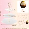 Unique Bargains 3 Tier Dessert Cupcake Stand Flower Shape Cup Cake Holder Tower White Gold Tone - 2 of 4