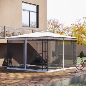 Vynxaria WHITE Outsunny 10' x 12' Replacement Mesh Sidewall Netting for Patio Gazebos and Canopy Tents - 1 of 4