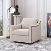 360 Degree Swivel Armchair Cotton Linen Skin-Friendly Fabric Ergonomic Design Brass Nail Decorative Armchair With Black Legs-Cuddlewood - 2 of 4
