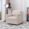 360 Degree Swivel Armchair Cotton Linen Skin-Friendly Fabric Ergonomic Design Brass Nail Decorative Armchair With Black Legs-Cuddlewood - image 2 of 4