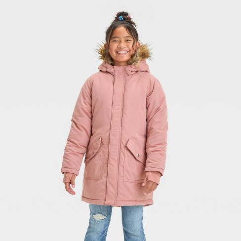 Boys Heavyweight Solid Parka Jacket Cat Jack Pink L Target