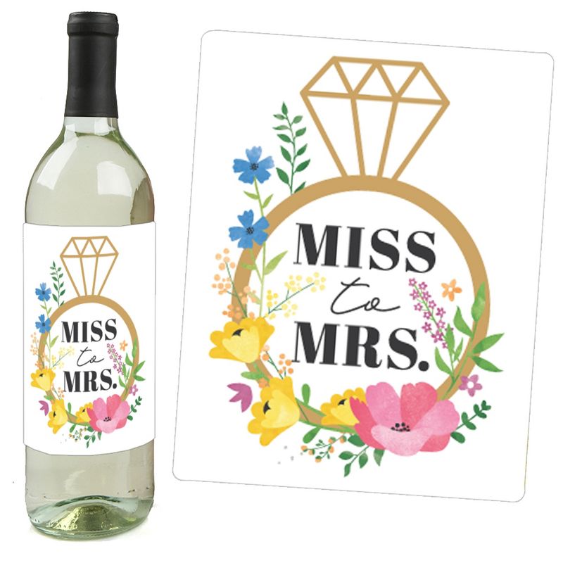 Big Dot of Happiness Wildflowers Bride - Boho Floral Bridal Shower and Wedding Party Decorations - Wine Bottle Label Stickers - Set of 4, 2 of 9