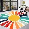 Colorful Machine Washable Area Rug, Non-Slip Indoor Carpet for Living Room, Bedroom, Modern Minimalist Front Door Mat with Sun Accent Design. - 2 of 4