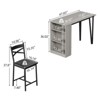 Bar Table Set of 2 with 3 Storage Shelves, Extendable Dining Table with 2 Cushioned Chairs - 2 of 4