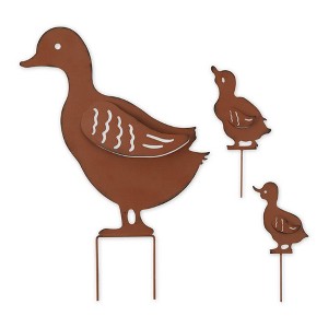 22" Cast Iron Duck Family Garden Stake Brown - Zingz & Thingz: Outdoor Lawn Ornament, No Assembly, Home Decor - 1 of 4