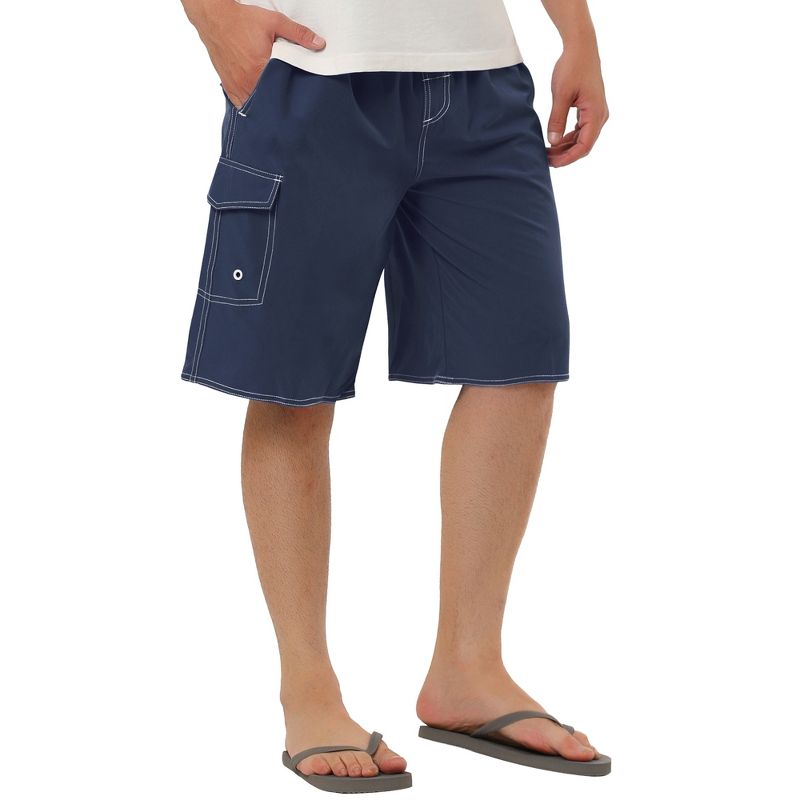 TATT 21 Men's Casual Holiday Solid Color Drawstring Waist Beach Board Shorts, 5 of 7