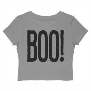 Rerun Island Women Boo Large Text Short Sleeve Graphic Cotton Baby Tee - 1 of 4