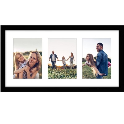 Americanflat 10x20 Collage Picture Frame with Three 5x7 Displays in Black - Composite Wood with Shatter Resistant Glass