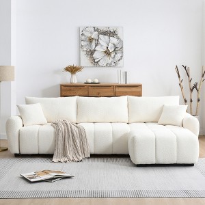 YOOCOZZ Boucle Sectional Sofa with Pull-Line Seat Cushion and Movable Ottoman, 4 Seats - 1 of 4