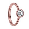 Guili Rose, Gold, or White Gold-Plated CZ Bezel Solitaire Ring, a timeless and radiant piece. Sizes 5, 6, 7, and 8. - 2 of 3