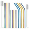 19Pcs Reusable Straws with Silicone Tips, Metal Drinking Straw Set with Travel Case and Cleaning Brushes, Extra Wide Boba Straws Tumblers Smoothies - image 2 of 4