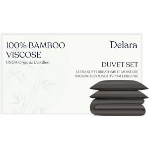 Delara 100% Viscose Derived from Bamboo Duvet Cover Set - Ultra-Soft, Cooling & Breathable, Includes Duvet Cover & Pillow Shams - 1 of 4