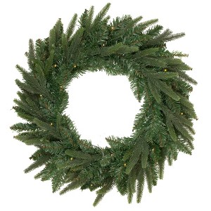 Northlight Pre-Lit Roosevelt Fir Artificial Christmas Wreath - 24-Inch, Warm White LED Lights - 1 of 4