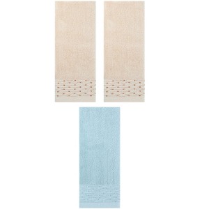 REGALWOVEN 3 Pack Embroidery Pattern Cotton Hand Towels for Bathroom, Kitchen 14" x 30" - 1 of 4