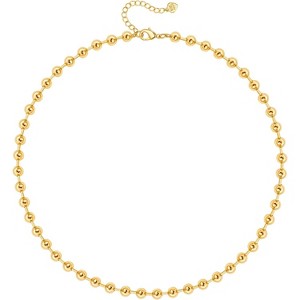 18K Gold Plated Paperclip Choker with Freshwater Cultured Pearl Pendant, Dainty Satellite Chain Necklace - 1 of 4