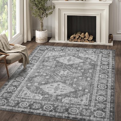 ABYNOW Washable Area Rug Gray