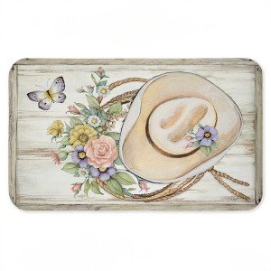 Stupell Industries Shabby Chic Floral Cowboy Hat Printed Anti-Fatigue Floor Mat, design by Susan Winget, 30"x18" - 1 of 4